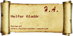 Helfer Aladár névjegykártya